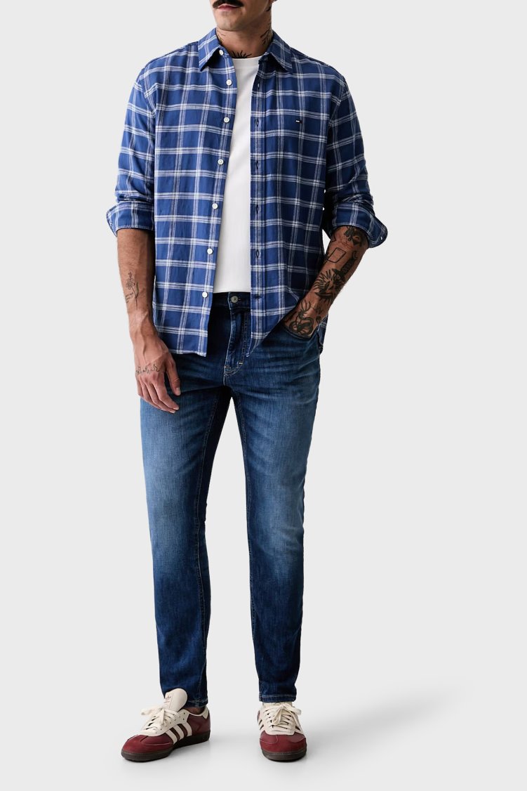 Tommy Jeans Pamuklu Slim Fit Normal Bel Dar Paça Jean Erkek Kot Pantolon DM0DM23395 1AB Açık mavi - Tommy Jeans (1)