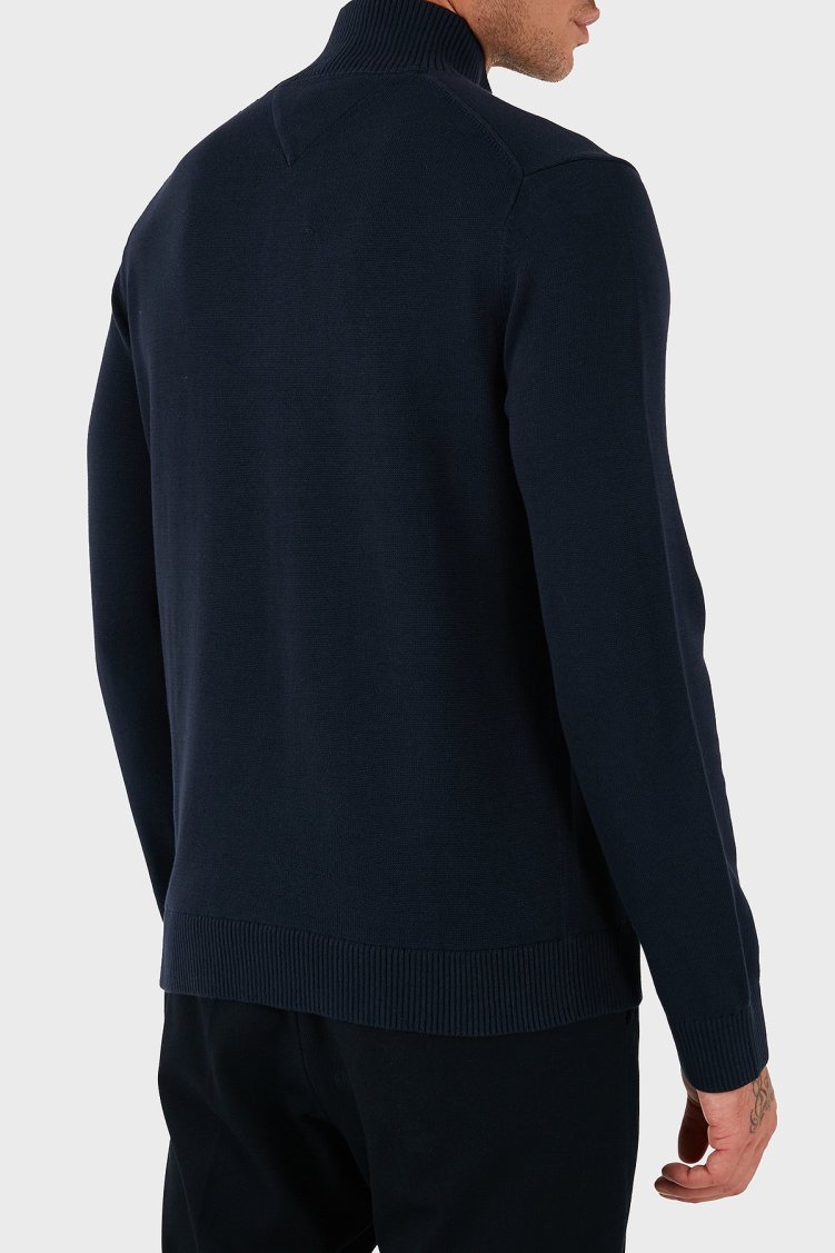 Tommy Jeans Pamuklu Slim Fit Yarım Fermuarlı Dik Yaka Erkek Kazak DM0DM21654 C1G LACİVERT - Tommy Jeans (1)