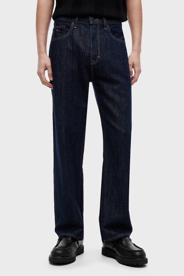 Tommy Jeans Pamuklu Staright Fit Normal Bel Düz Paça Jean Erkek Kot Pantolon DM0DM23336 1BK Mavi - Tommy Jeans