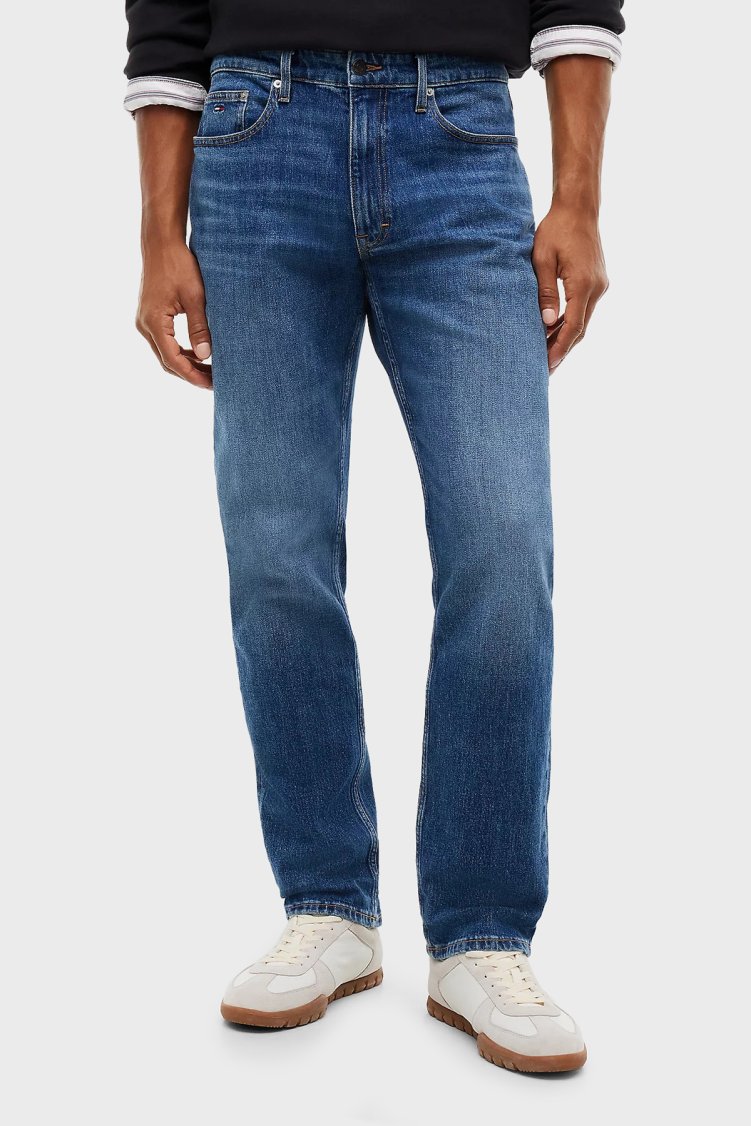 Tommy Jeans Pamuklu Straight Fit Normal Bel Jeans Erkek Kot Pantolon DM0DM23687 1BK Mavi - Tommy Jeans