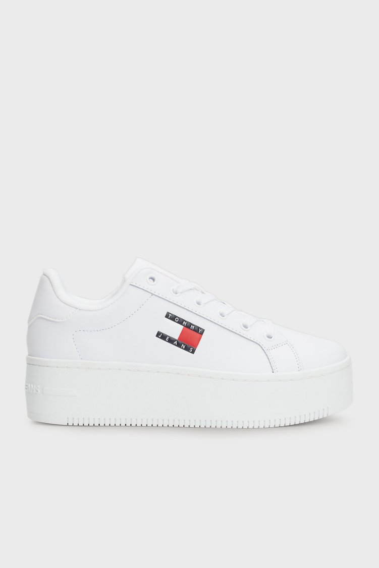 Tommy Jeans Platform Deri Sneaker Kadın Ayakkabı EN0EN02518 YBS BEYAZ - Tommy Jeans