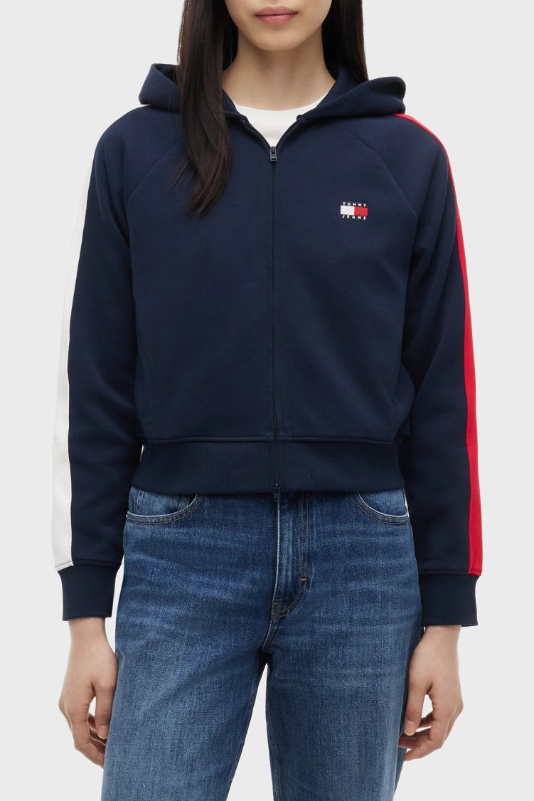 Tommy Jeans Regular Fit Kapüşonlu Kadın Sweat DW0DW23146 C1G Lacivert - Tommy Jeans