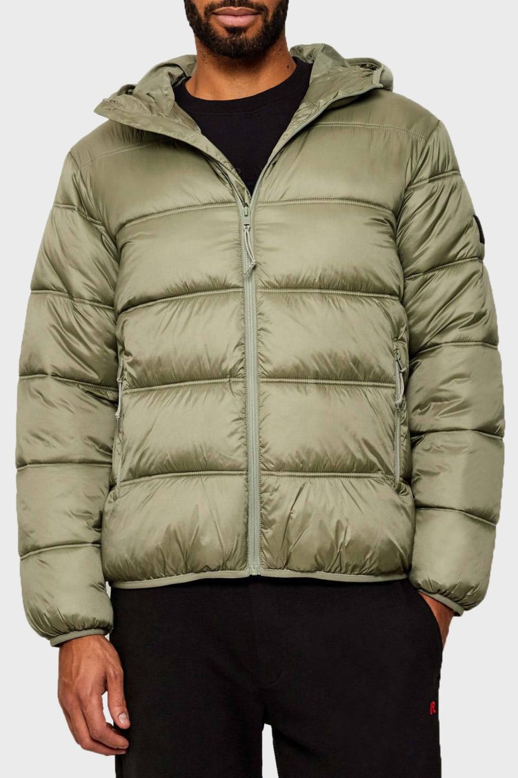 Tommy Jeans Regular Fit Kapüşonlu Kapitoneli Şişme Erkek Mont DM0DM22044 M1L YEŞİL - Tommy Jeans
