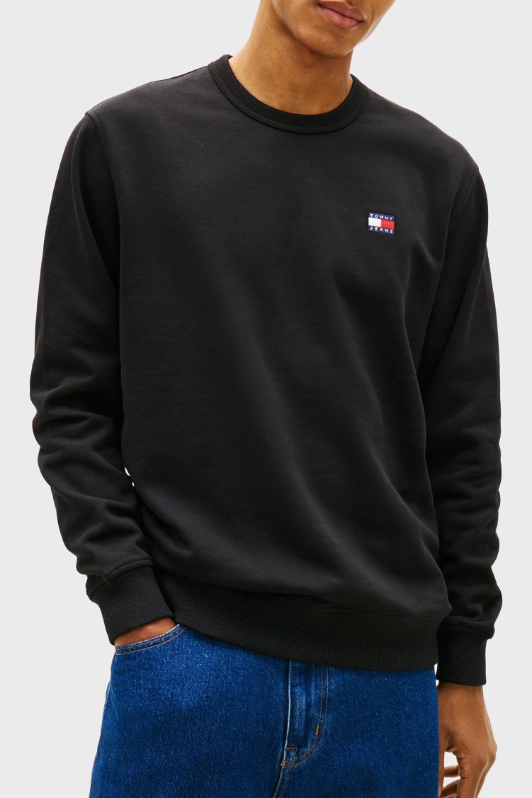 Tommy Jeans Regular Fit Pamuklu Bisiklet Yaka Erkek Sweat DM0DM21921 BDS Siyah - Tommy Jeans