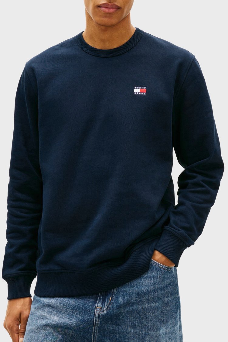 Tommy Jeans Regular Fit Pamuklu Bisiklet Yaka Erkek Sweat DM0DM21921 C1G Lacivert - Tommy Jeans