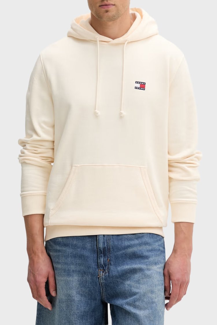 Tommy Jeans Regular Fit Pamuklu Kapüşonlu Erkek Sweat DM0DM21922 AEF Bej - Tommy Jeans