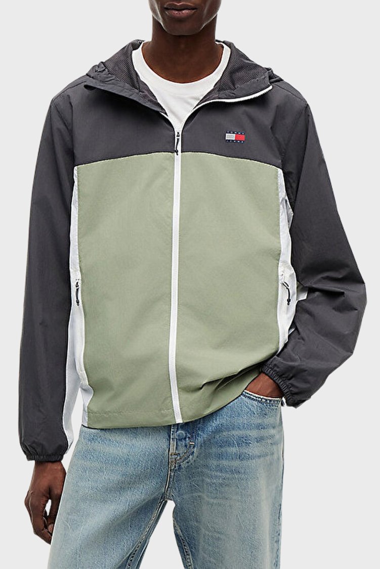 Tommy Jeans Relaxed Fit Kapüşonlu Su İtici Erkek Mont DM0DM23223 0H7 Koyu yeşil - Tommy Jeans