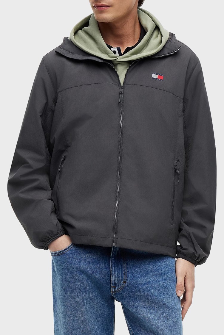 Tommy Jeans Relaxed Fit Kapüşonlu Su İtici Erkek Mont DM0DM23223 PT2 Koyu gri - Tommy Jeans