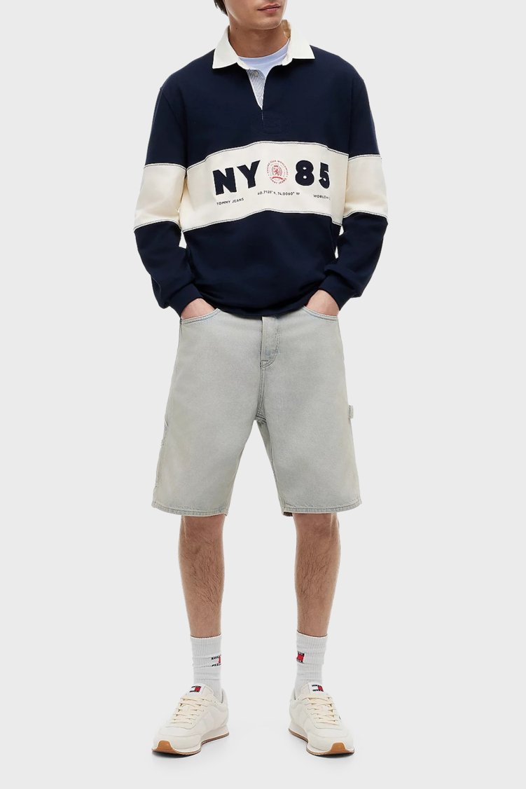 Tommy Jeans Renk Bloklu Relaxed Fit Erkek Polo Yaka Sweat DM0DM23162 C1G Lacivert - Tommy Jeans (1)