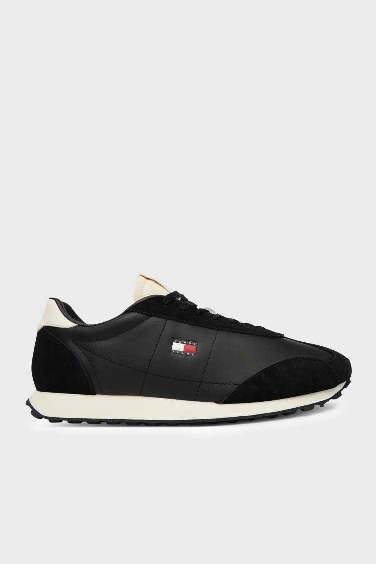 Tommy Jeans Süet Detaylı Sneaker Erkek Ayakkabı EM0EM01763 BDS Siyah - Tommy Jeans