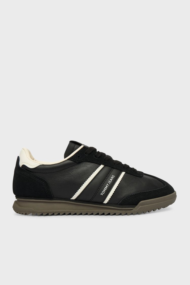 Tommy Jeans Süet Logolu Sneaker Kadın Ayakkabı EN0EN03001 BDS SİYAH - Tommy Jeans