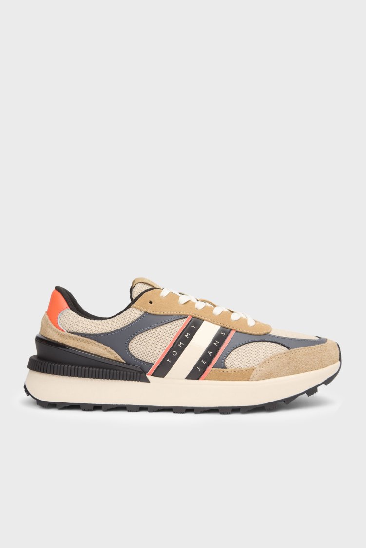 Tommy Jeans Süet Logolu Sneaker Erkek Ayakkabı EM0EM01537 AEN VİZON - Tommy Jeans