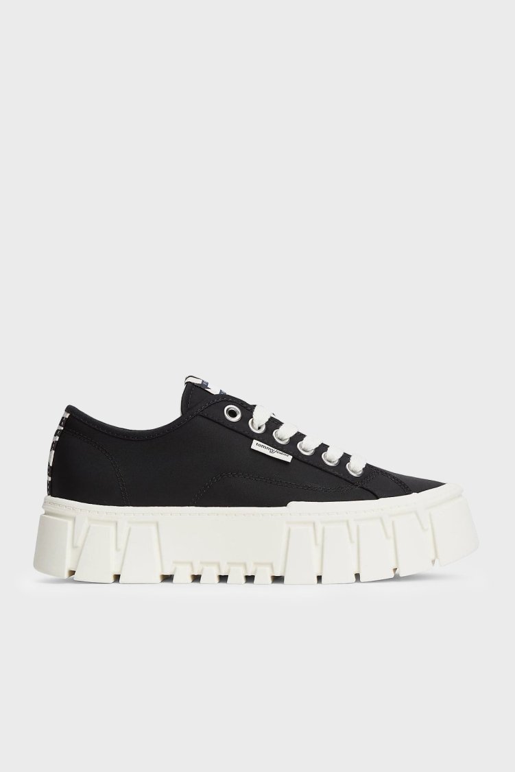 Tommy Jeans Zebra Desenli Platform Sneaker Kadın Ayakkabı EN0EN03070 BDS Siyah - Tommy Jeans