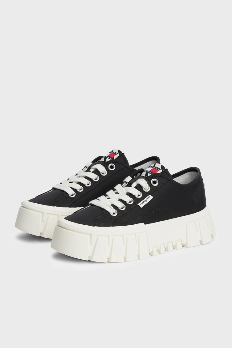 Tommy Jeans Zebra Desenli Platform Sneaker Kadın Ayakkabı EN0EN03070 BDS Siyah - Tommy Jeans (1)