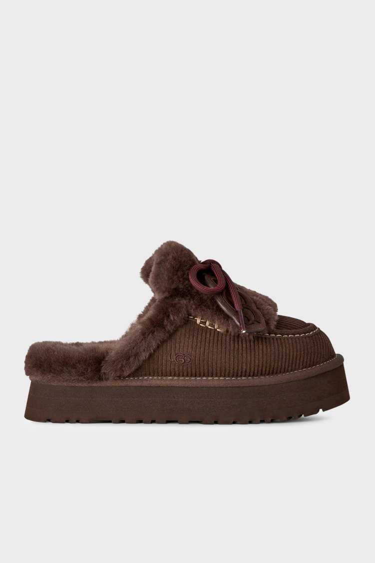 Ugg İçi Kürklü Kalın Tabanlı Süet Kadın Terlik 1180360 Kahve - UGG