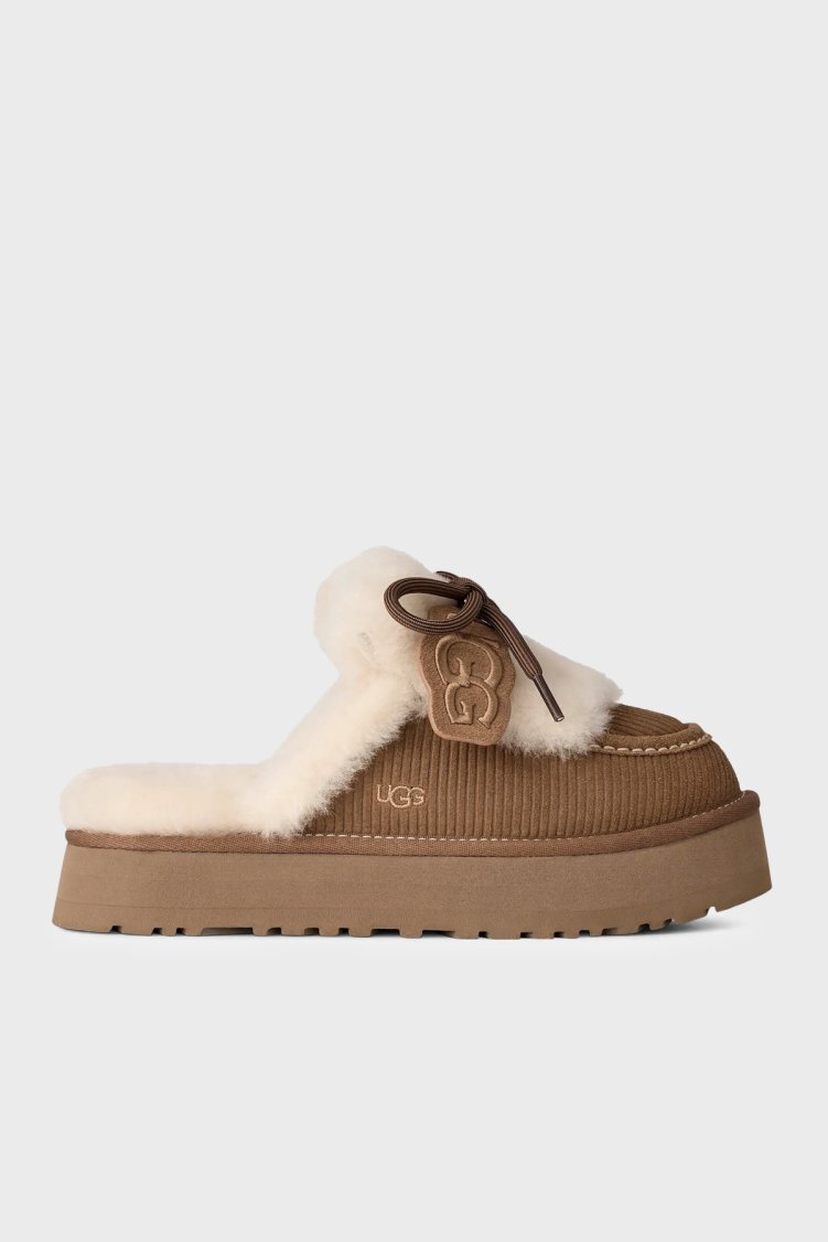 Ugg İçi Kürklü Kalın Tabanlı Süet Kadın Terlik 1180360 Taba - UGG