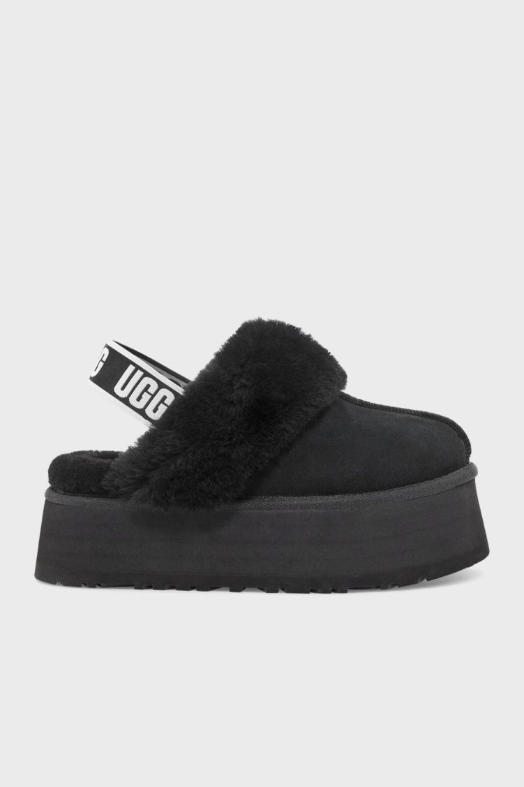 Ugg Kalın Tabanlı Kürklü Süet Bayan Terlik 1113474 SİYAH - Ugg