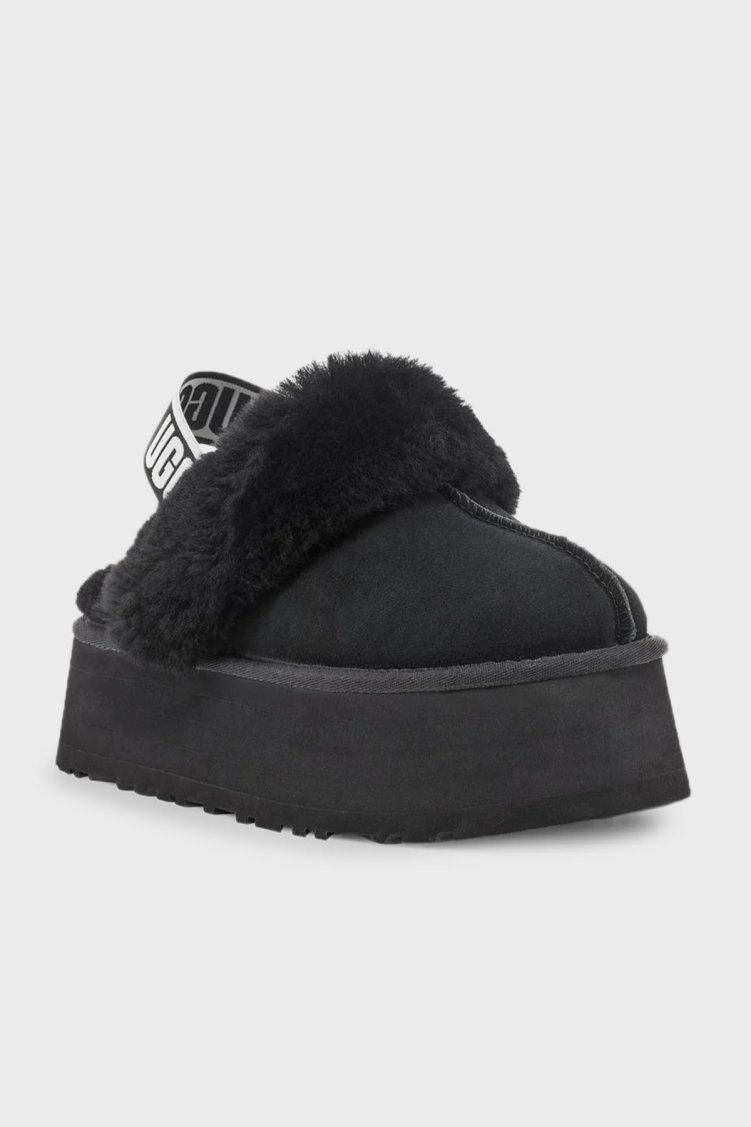 Ugg Kalın Tabanlı Kürklü Süet Bayan Terlik 1113474 SİYAH - Ugg (1)
