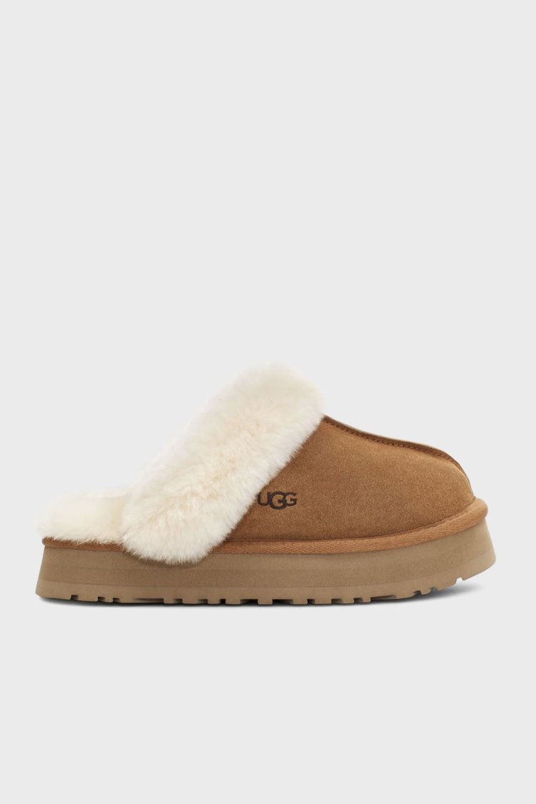 Ugg Kalın Tabanlı Kürklü Süet Kadın Terlik 1122550 TABA - Ugg