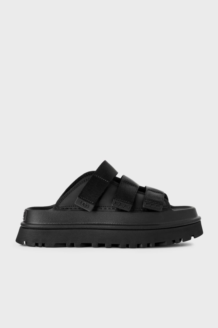 Ugg Logolu 3 Bantlı Cırtlı Kalın Taban Kadın Terlik 1167430 SİYAH - Ugg