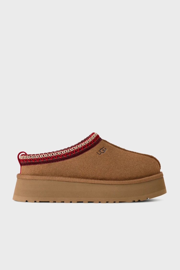 Ugg Logolu Hakiki Deri Paltform Taban Yünlü Süet Bayan Terlik 1174471 TABA - Ugg