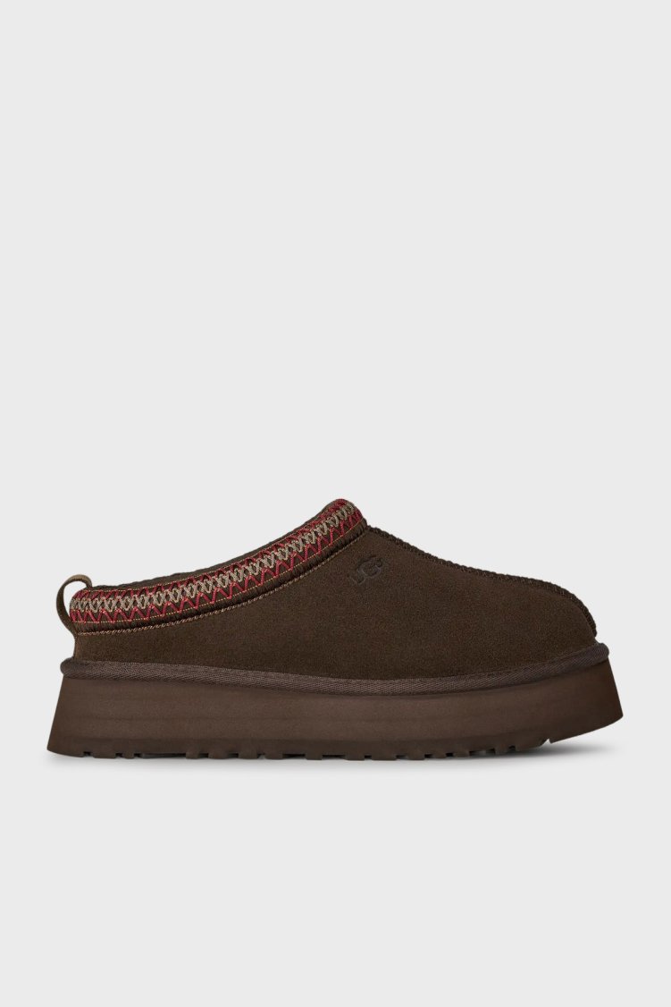 Ugg Logolu Hakiki Deri Platform Taban Yünlü Süet Bayan Terlik 1174471 KAHVE - Ugg