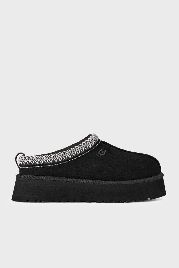 Ugg Logolu Hakiki Deri Platform Taban Yünlü Süet Kadın Terlik 1174471 Siyah - UGG