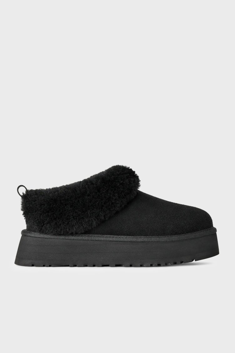 Ugg Logolu Hakiki Deri Ve Yün Karışımlı Kürk Detaylı Süet Kadın Terlik 1171393 Siyah - UGG