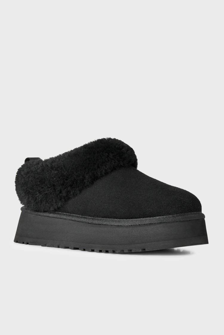 Ugg Logolu Hakiki Deri Ve Yün Karışımlı Kürk Detaylı Süet Kadın Terlik 1171393 Siyah - UGG (1)