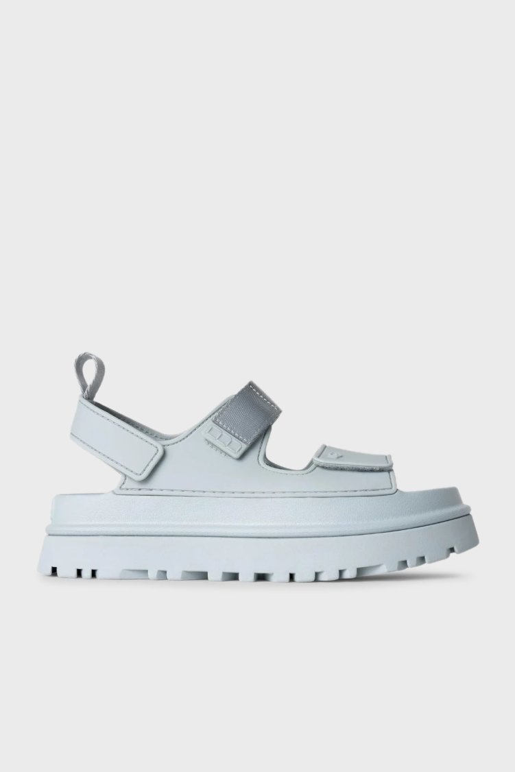 Ugg Logolu Tırtıklı Kalın Taban Cırtlı Kadın Sandalet 1152685 AÇIK MAVİ - Ugg