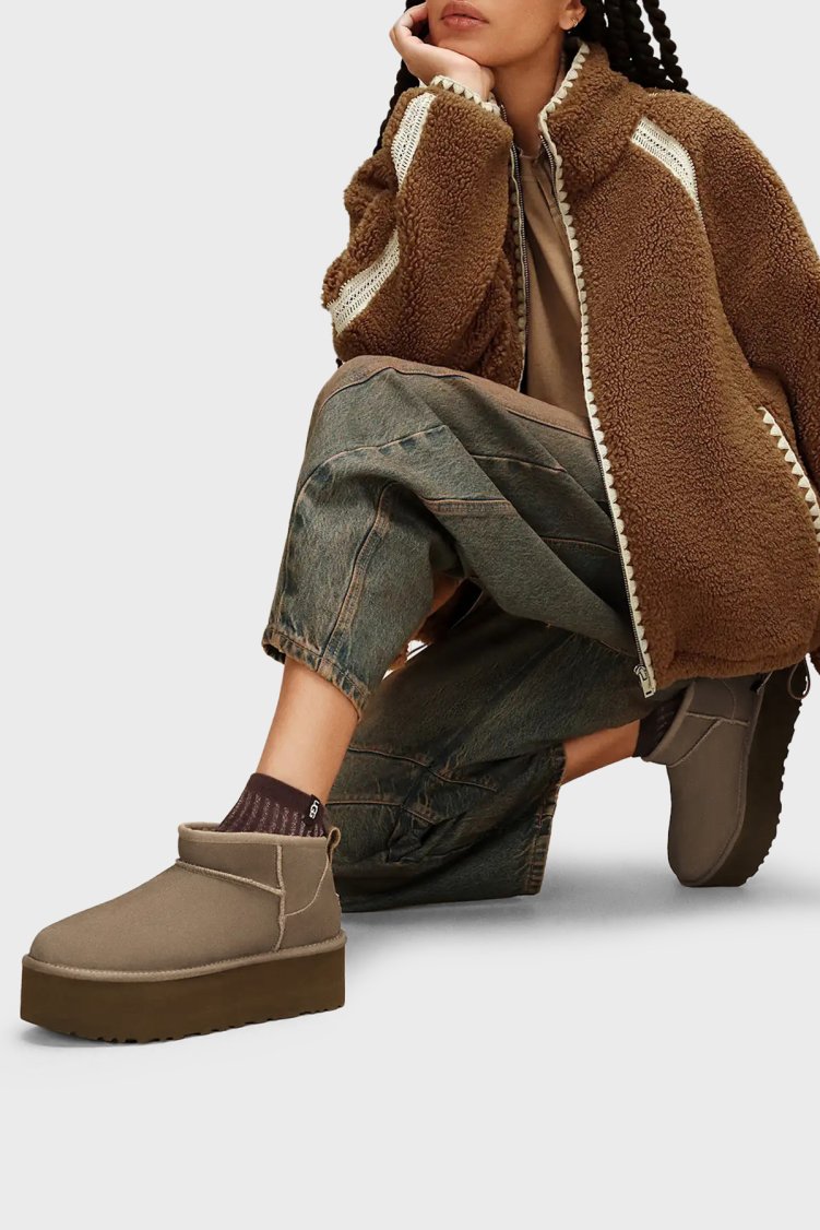 Ugg W Classic Kalın Taban Hakiki Deri Mini Kadın Bot 1135092 Toprak - UGG (1)
