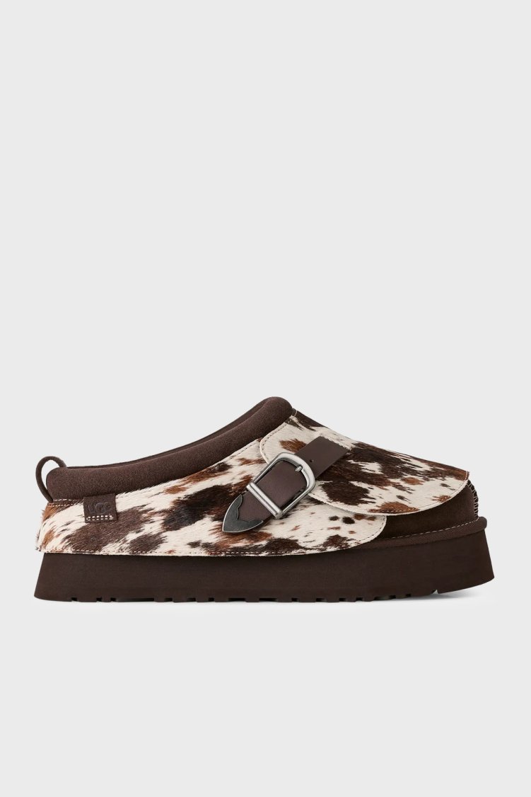 Ugg W Tazz Western Desenli Toka Detaylı Kalın Taban Kadın Terlik 1180357 Kahve - UGG