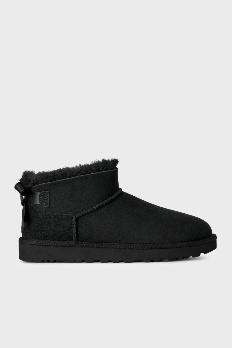Ugg W Ultra Mini Bailey Bow Fiyonk Detaylı Süet Kadın Bot 1185491 Siyah - UGG