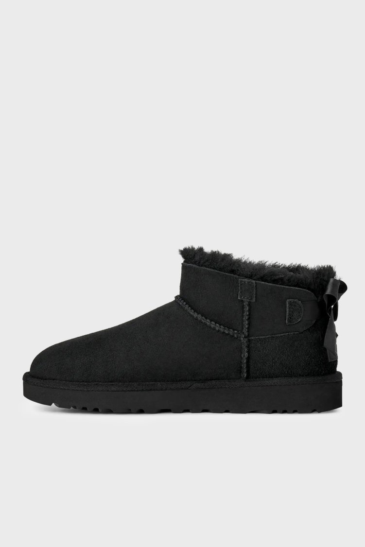 Ugg W Ultra Mini Bailey Bow Fiyonk Detaylı Süet Kadın Bot 1185491 Siyah - UGG (1)