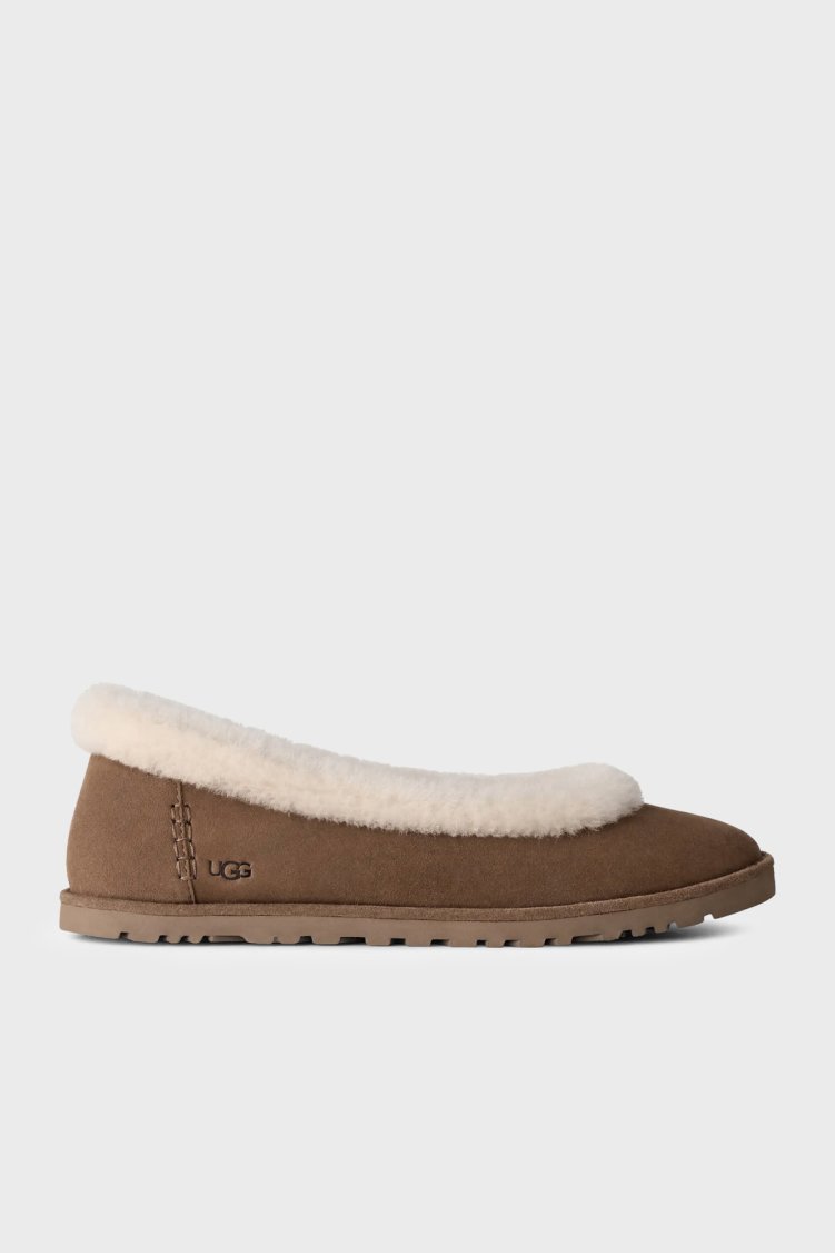Ugg W Zora Ballet Flat Süet Babet Kadın Ayakkabı 1178111 Taba - UGG