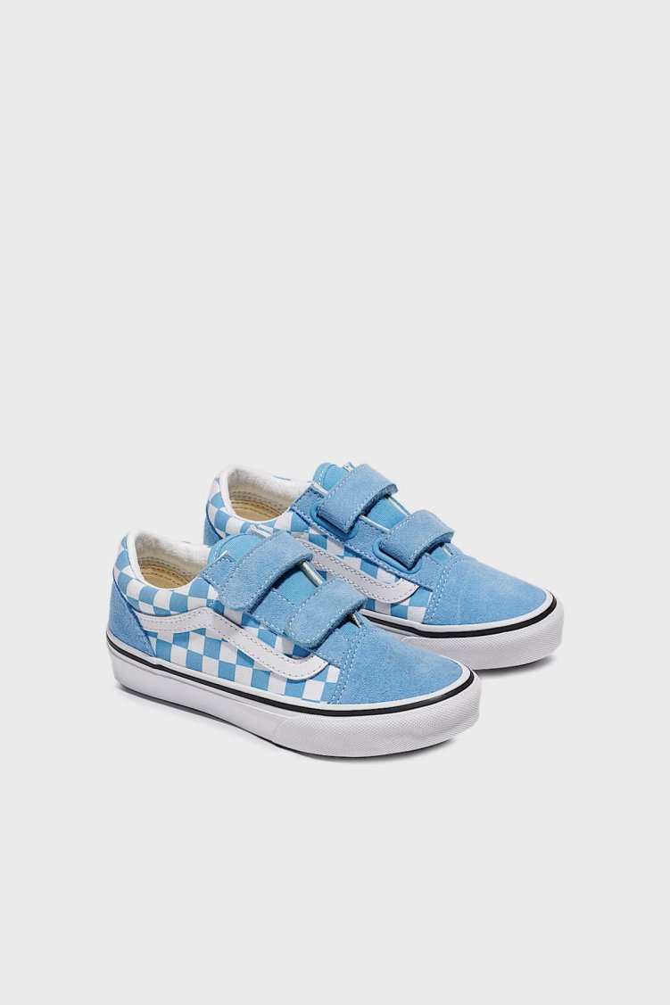 Vans Old Skool V Cırt Cırtlı Kanvas Sneaker Unisex Çocuk Ayakkabı VN000CYDE2W1 MAVİ-BEYAZ - Vans (1)