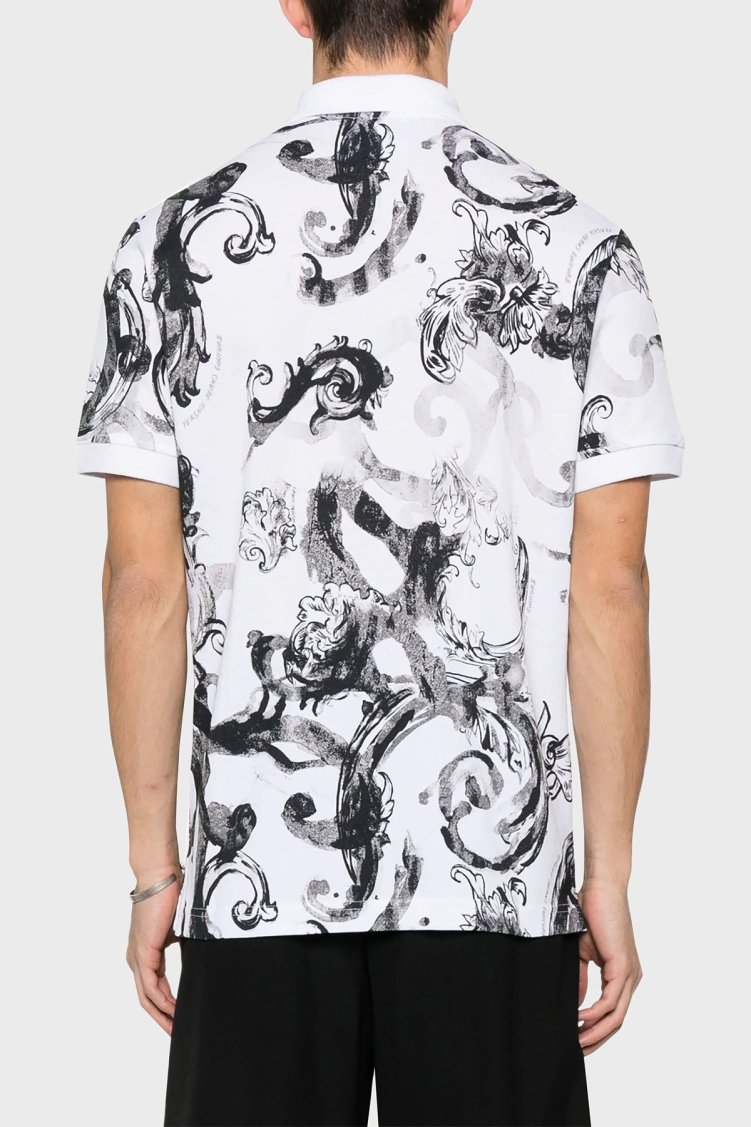 Versace Jeans Couture Desenli Pamuklu Slim Fit Erkek Polo Yaka T Shirt 76GAG6S0 JS286 003 BEYAZ - Versace Jeans Couture (1)