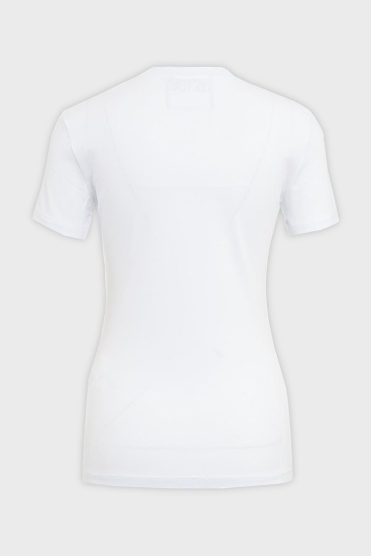 Versace Jeans Couture Logolu Pamuklu Bisiklet Yaka Slim Fit Kadın T Shirt 76HAH6A8 J0020 003 BEYAZ - Versace Jeans Couture (1)