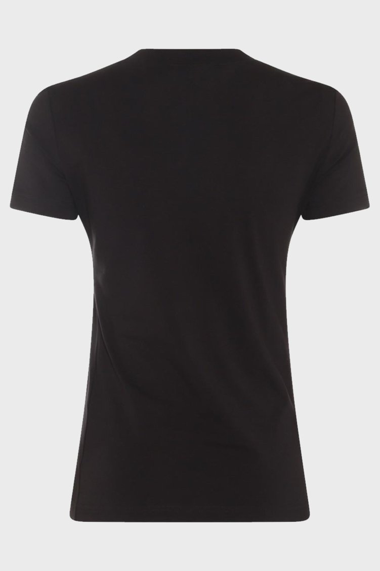 Versace Jeans Couture Logolu Pamuklu Bisiklet Yaka Slim Fit Kadın T Shirt 76HAH6A8 J0020 899 SİYAH - Versace Jeans Couture (1)