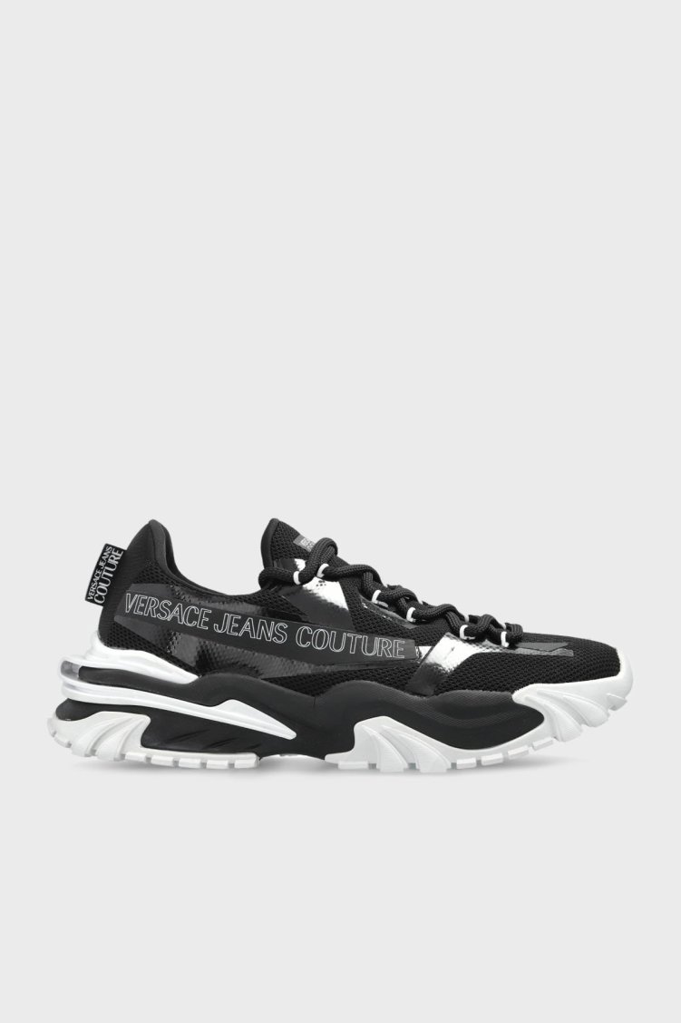 Versace Jeans Couture Logolu Tırtıklı Kalın Taban Sneaker Erkek Ayakkabı 78YA3SI8 ZSC58 899 SİYAH - Versace Jeans Couture