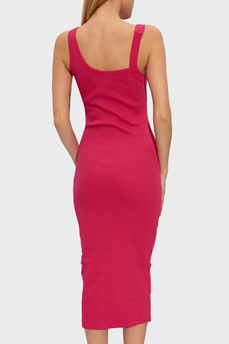 Versace Jeans Couture Streç Pamuklu Barok Tokalı Midi Kadın Elbise 76HAO947 J0004 401 FUŞYA - Versace Jeans Couture (1)