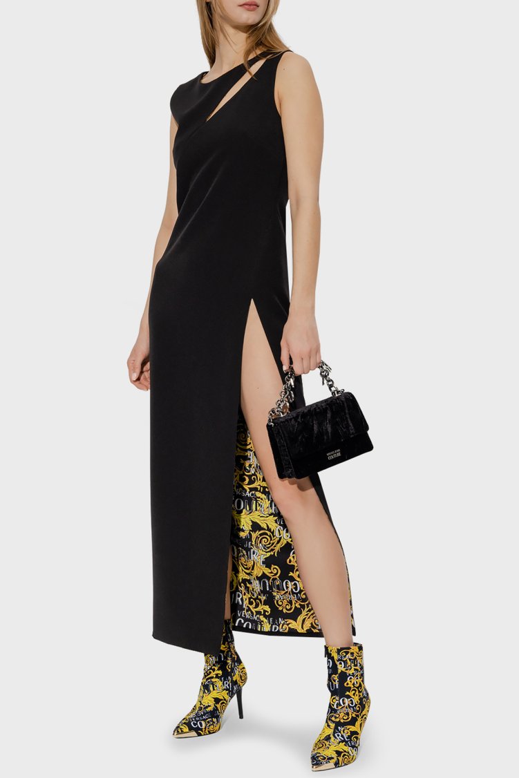 Versace Jeans Couture Yırtmaçlı Sırt Dekolteli Regular Fit Midi Kadın Elbise 74HAO937 N0103 899 SİYAH - Versace Jeans Couture (1)