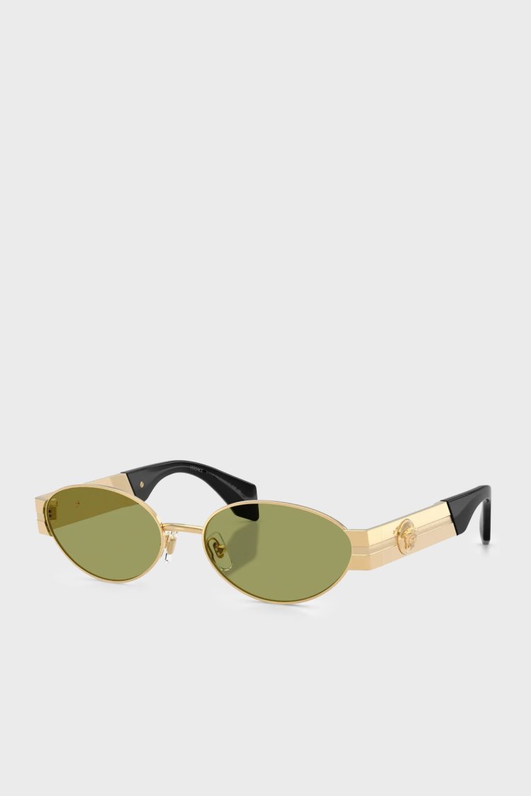 Versace Logolu Oval Güneş Erkek Gözlük 0VE2301 152382 55 Altın - Versace