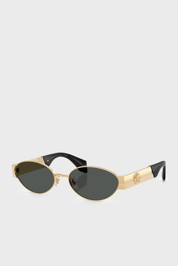 Versace Logolu Oval Güneş Erkek Gözlük 0VE2301 152387 55 Altın - Versace