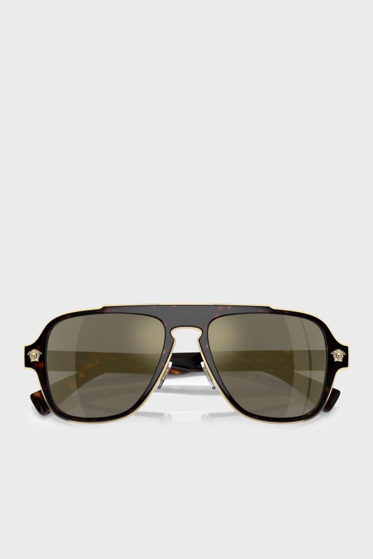 Versace Logolu Pilot Güneş Erkek Gözlük 0VE2199 12524T 56 Havana - Versace (1)
