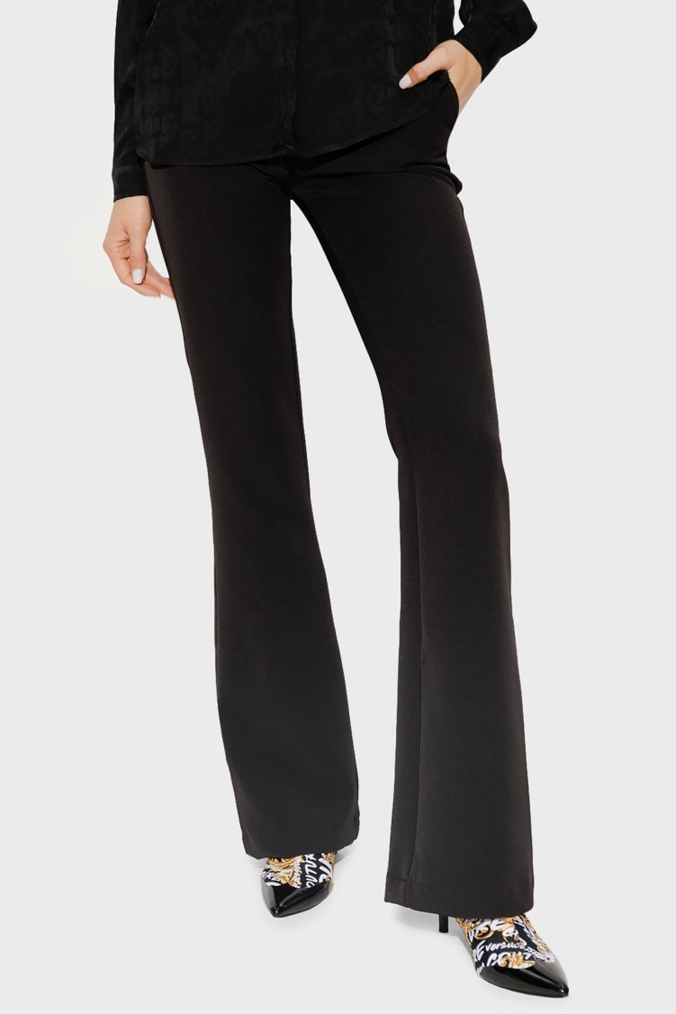 Versace Streç Normal Bel Regular Fit İspanyol Paça Kadın Pantolon 73HAA105 N0103 899 SİYAH - Versace Jeans Couture
