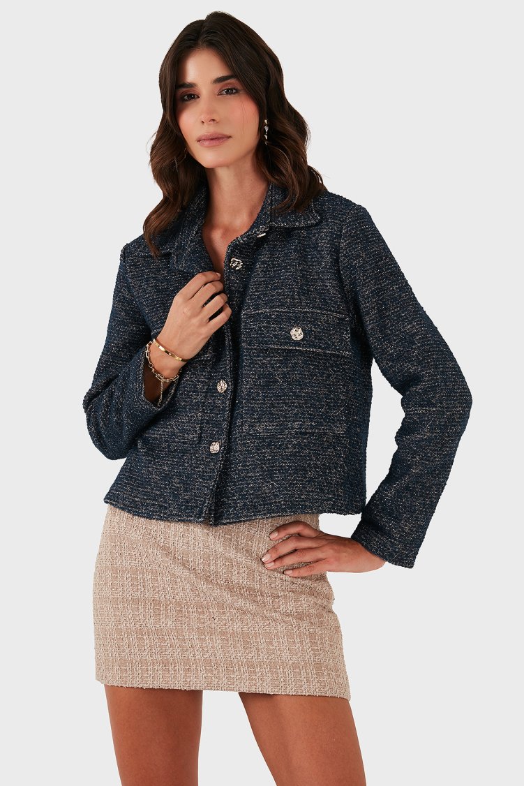 Via Dante Pamuklu Regular Fit Gömlek Yaka Kadın Ceket 268755199W LACİVERT - Via Dante
