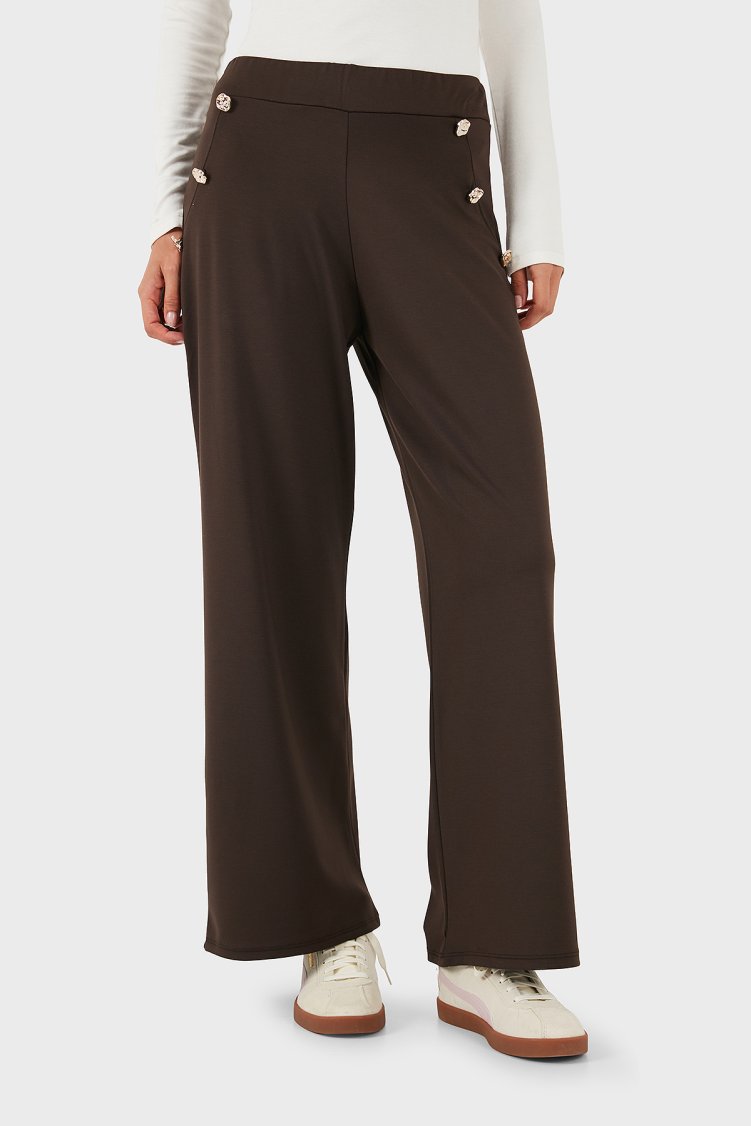 Via Dante Straight Fit Taş Detaylı Düz Paça Kadın Pantolon 268755080 Kahve - Via Dante