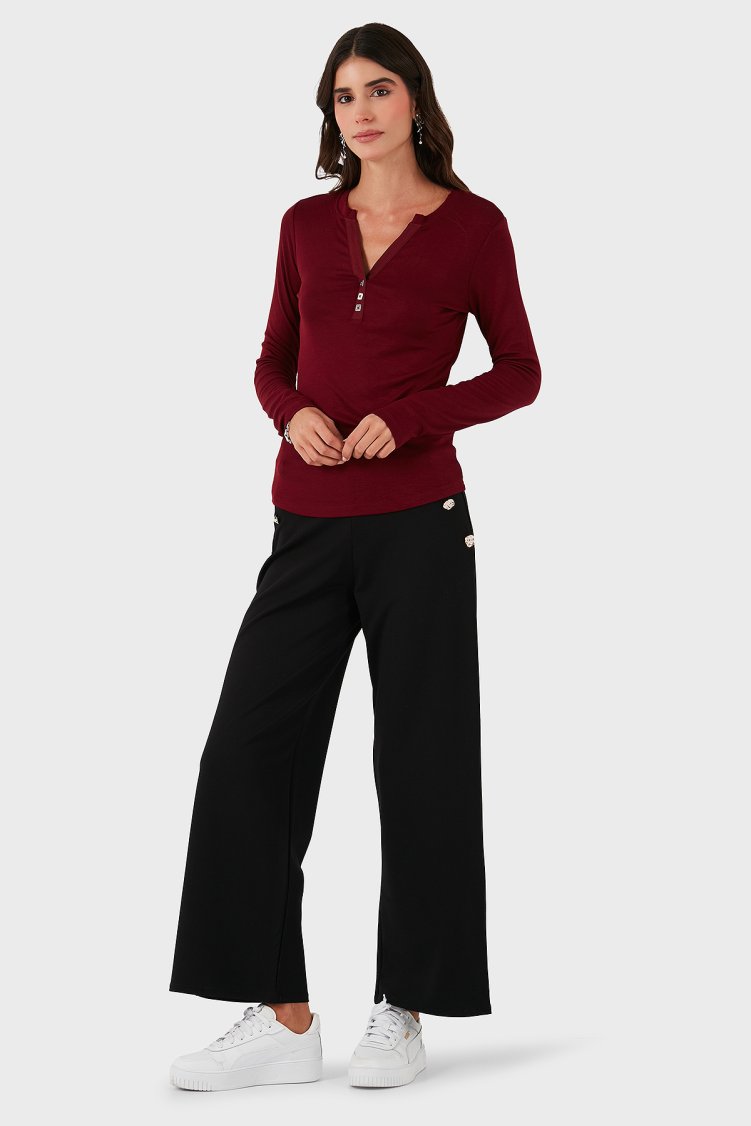 Via Dante Straight Fit Taş Detaylı Düz Paça Kadın Pantolon 268755080 Siyah - Via Dante (1)